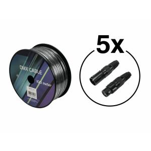 EUROLITE Set DMX Cable 2x0.22 100m bk + 10 Connectors