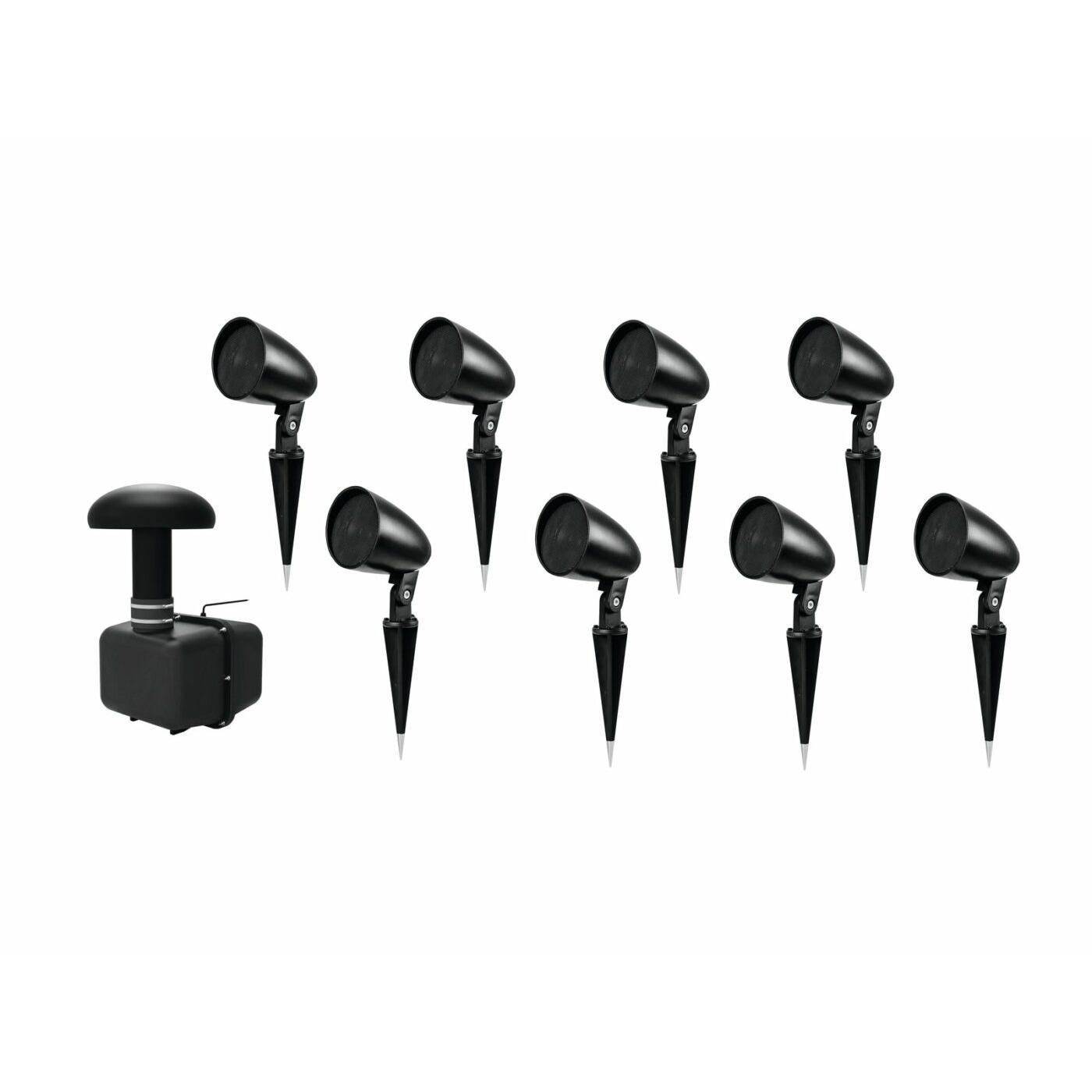 OMNITRONIC Set GSUB-8 In-Ground Subwoofer + 8x PS-2.5GS Projector Speaker, black