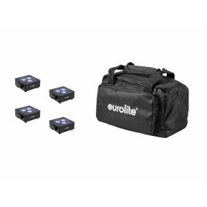 EUROLITE Set 4x AKKU Flat Light 3 bk + Soft Bag