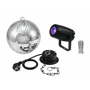 EUROLITE 20 cm Disco Ball - Mirror Ball with Motor & LED PST-5 QCL Spot