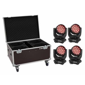 EUROLITE Set 4x LED TMH-X4 Moving Head Wash Zoom + EU Case with wheels