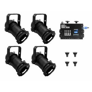 EUROLITE Set 4x PAR-16 Spot bk dim2warm + EDX-4 DMX RDM LED Dimmer Pack