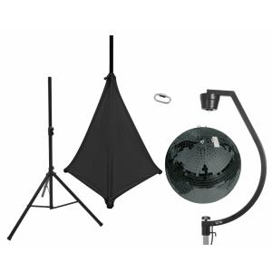 EUROLITE 50 cm Black Disco Ball - Mirror Ball Set with Stand & Cover