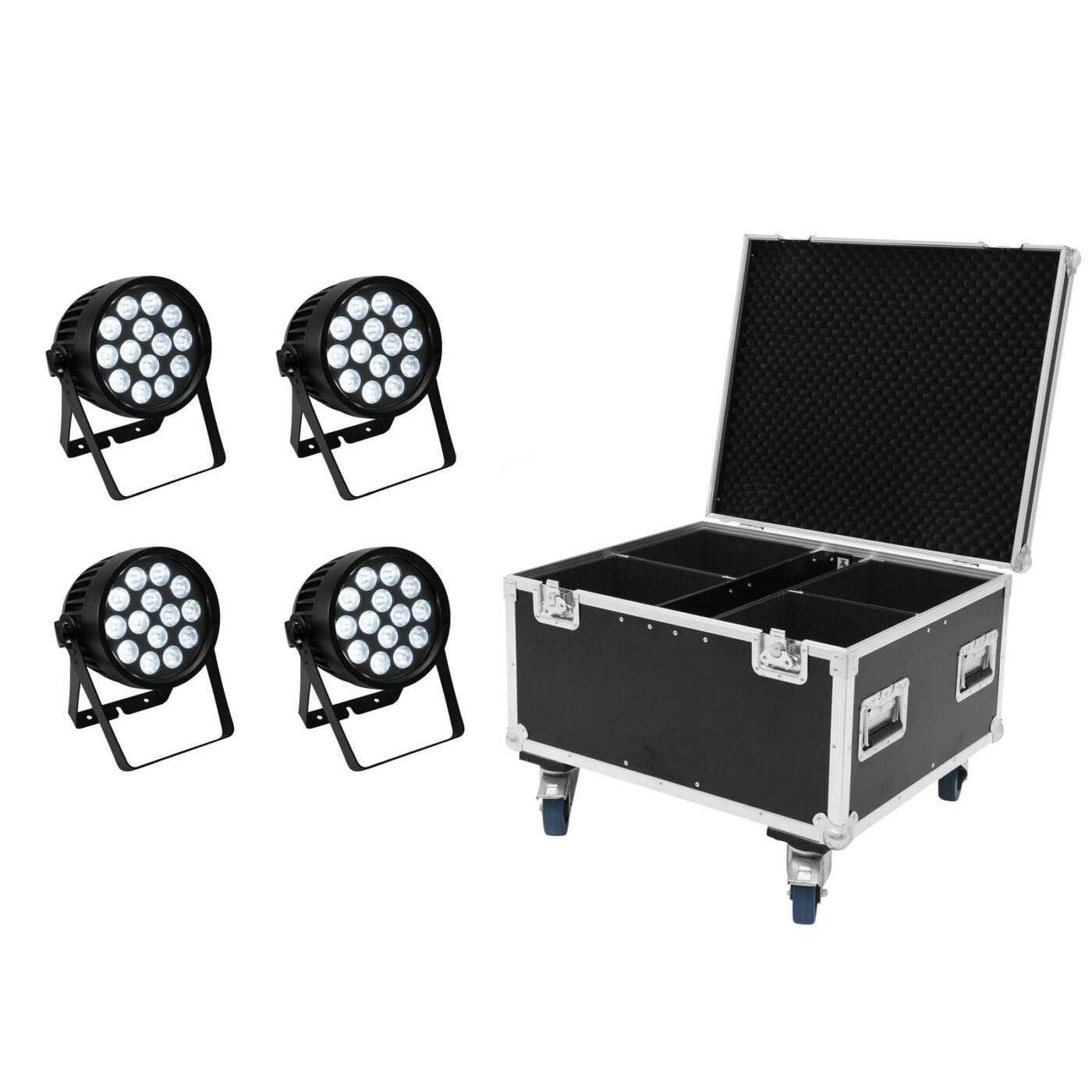Eurolite Set 4x AKKU IP PAR 14 HCL QuickDMX + Case
