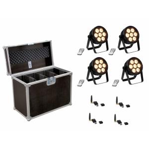 EUROLITE Set 4x LED 7C-7 Silent Slim Spot + USB QuickDMX + Case
