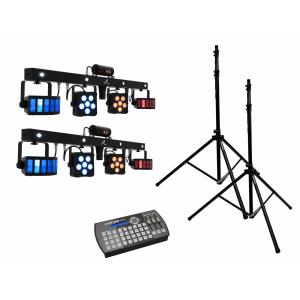 EUROLITE Set 2x LED KLS Laser Bar PRO + Easy Show + 2x M-4 Speaker System Stand