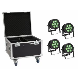 EUROLITE Set 4x LED IP PAR 7x9W SCL Spot + Case with wheels