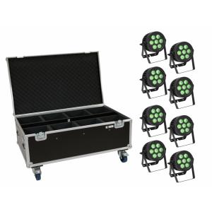 EUROLITE Set 8x LED IP PAR 7x9W SCL Spot + Case with wheels