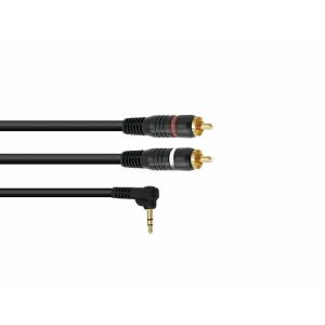 OMNITRONIC Adapter Cable 3.5 Jack 90¬∞/2xRCA 3m bk