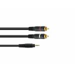 OMNITRONIC Adapterkabel 3,5 Jack/2xRCA 1.5m bk