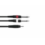 OMNITRONIC Adapterkabel 3,5 Jack/2xJack 3m bk