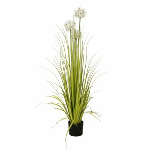 EUROPALMS Allium grass, artificial plant, white, 120 cm