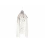 Europalms Halloween heks, wit, bewegend met licht- en geluidseffecten, 170x50x20cm