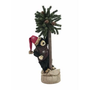 EUROPALMS Christmas Bear, with fir, 105cm