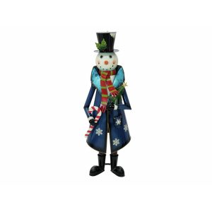EUROPALMS Snowman with Coat, Metal, 150cm, blue