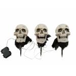 Europalms Halloween Skelethoofd met Staak - set van 3 - 29cm