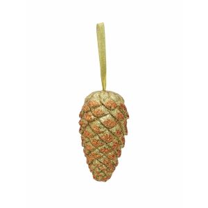 EUROPALMS Pinecone hanger, glitter, gold, 18cm