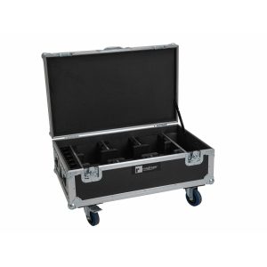 ROADINGER Flightcase 6x AKKU UP-4 QCL Spot QuickDMX MK2 with charging function and wheels