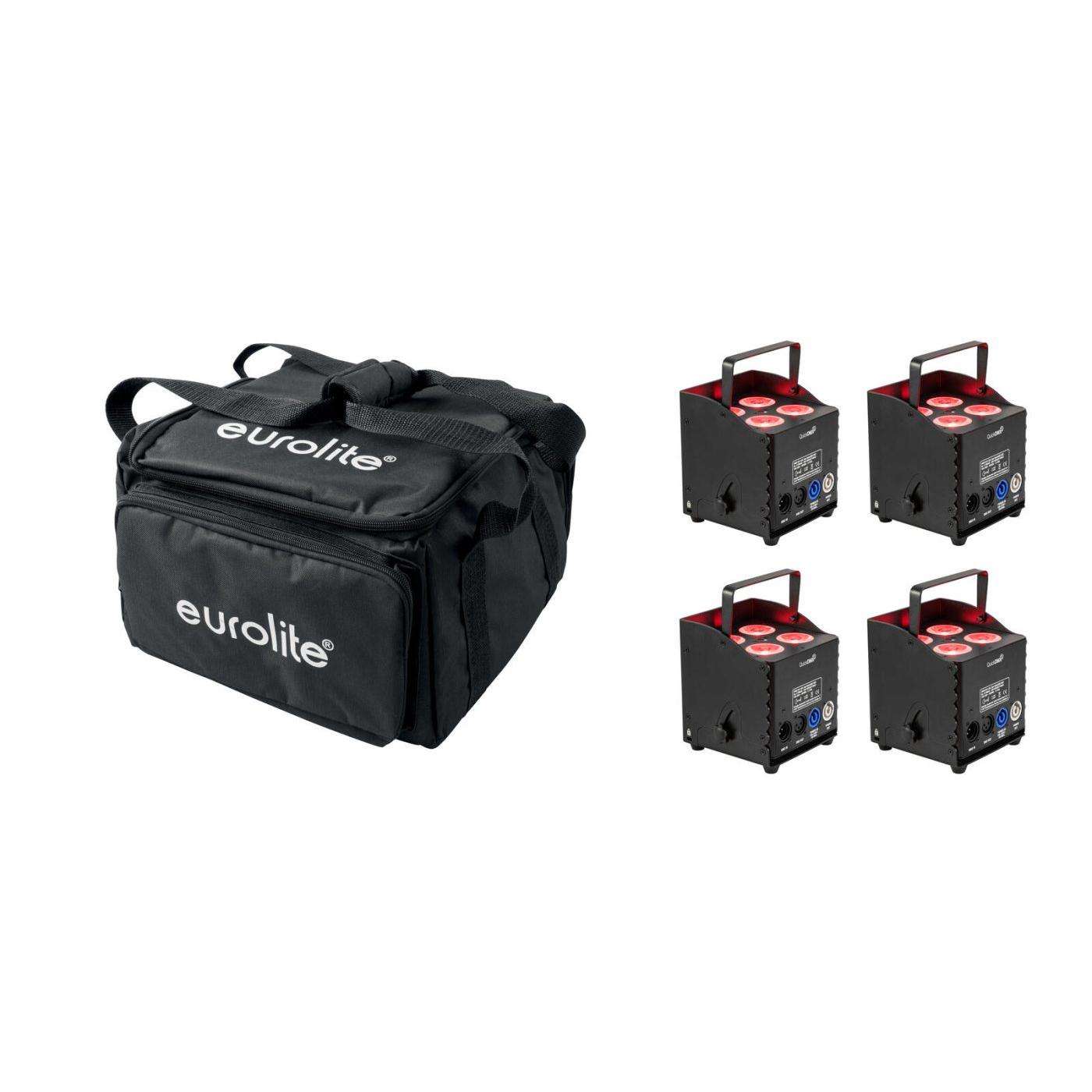EUROLITE Set 4x AKKU UP-4 QCL Spot QuickDMX MK2 + Soft Bag