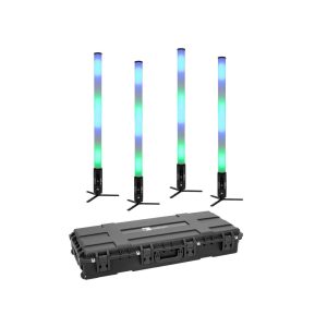 EUROLITE Set 4x AKKU IP Pixel Tube 360° PRO CRMX + Plastic case