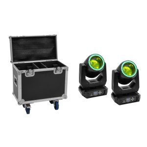 EUROLITE Set 2x LED TMH-B120 Hypno Moving-Head Beam + Flightcase with wheels