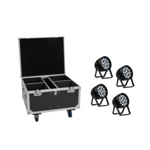 EUROLITE Set 4x AKKU IP PAR 14 HCL QuickDMX + Flightcase