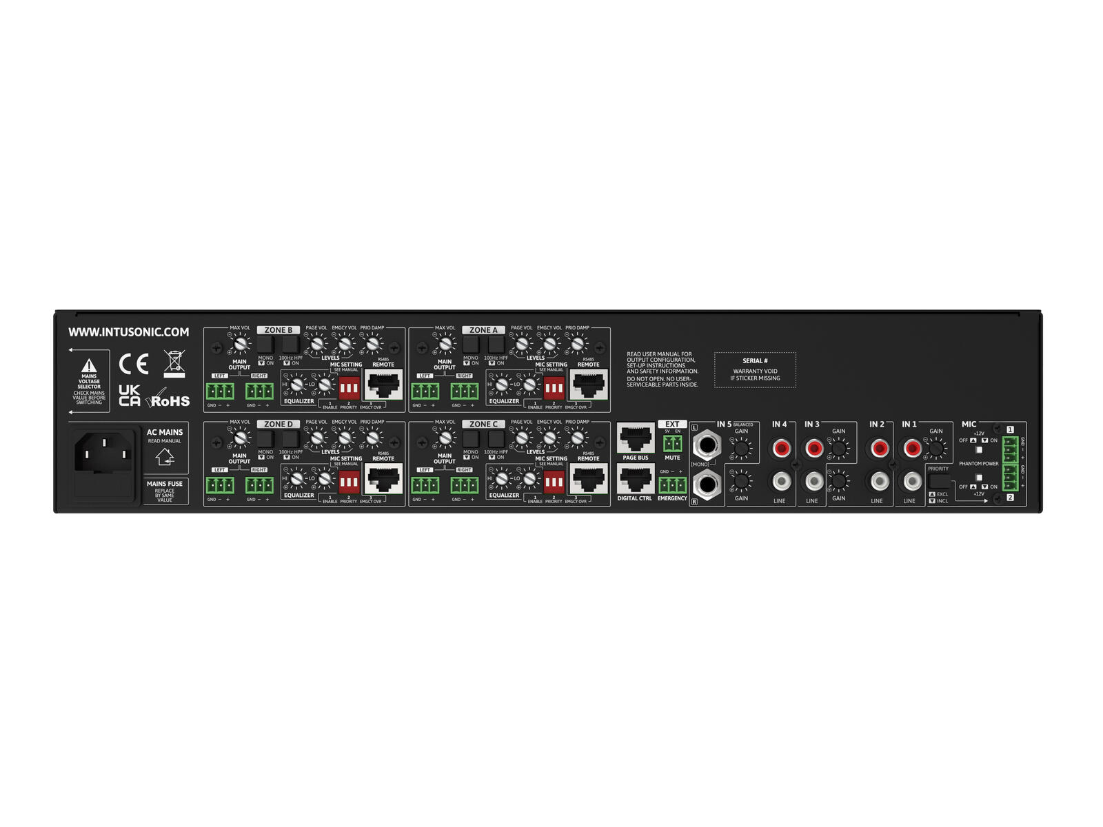 INTUSONIC HMA74 4-zone Audio Router - Afbeelding 3