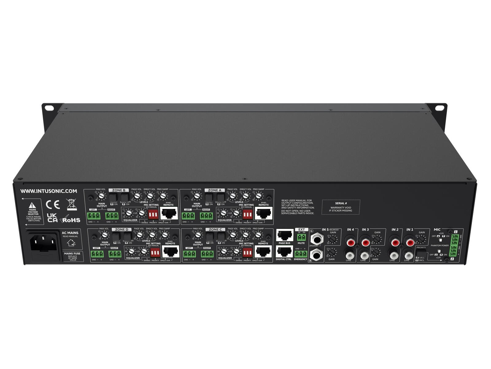 INTUSONIC HMA74 4-zone Audio Router - Afbeelding 4