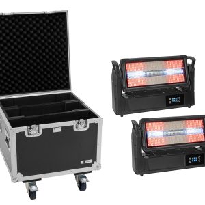 EUROLITE Set 2x LED IP Mega PIX Strobe 714 SWING + Flightcase with wheels