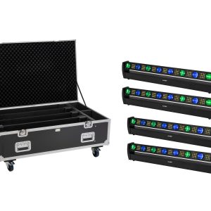 EUROLITE Set 4x LED BAR-8 SWING QCL bar + Flightcase with wheels